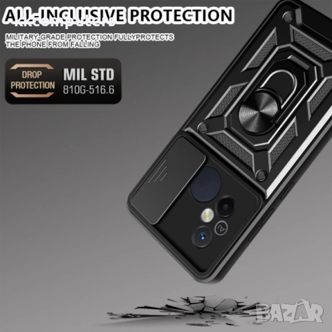 Xiaomi Poco C55/Redmi 12C/Redmi 11A Удароустойчив Ring Holder Калъф и Протектор, снимка 4 - Калъфи, кейсове - 52624575