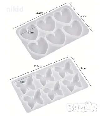 6 пеперуди пеперуда сърца сърце силиконов молд форма фондан смола шоколад гипс висулка декор, снимка 2 - Форми - 47495912