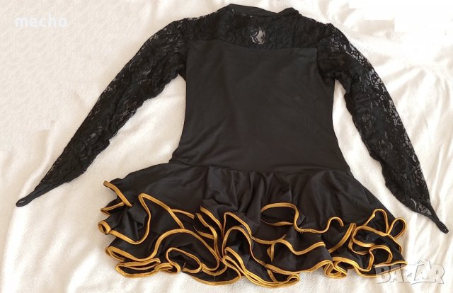 Черна рокля със златист кант за танци или повод, снимка 3 - Детски рокли и поли - 38349875