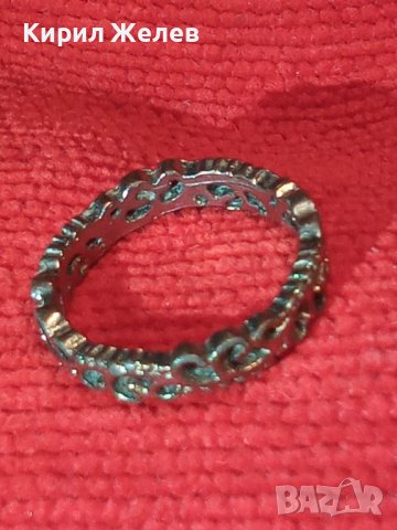 СТАР МЕДЕН ПОСРЕБРЕН АЖУРЕН РЕТРО ПРЪСТЕН Тип ХАЛКА 35021, снимка 2 - Антикварни и старинни предмети - 39633627