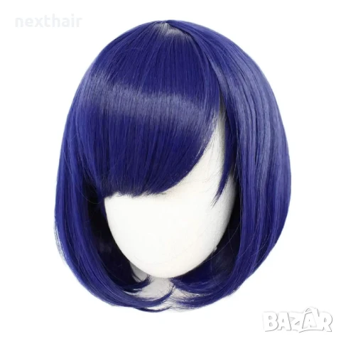 Аниме къса синя черна перука, снимка 3 - Аксесоари за коса - 50712228