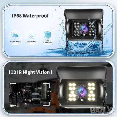 Камера за заден ход Hodozzy и 7-инчов LCD монитор, IR нощно виждане Водоустойчив 12V-24V, снимка 7 - Аксесоари и консумативи - 50303022