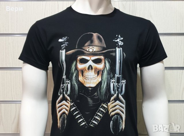 Нова мъжка тениска с дигитален печат Череп с пистолети, снимка 11 - Тениски - 29050863