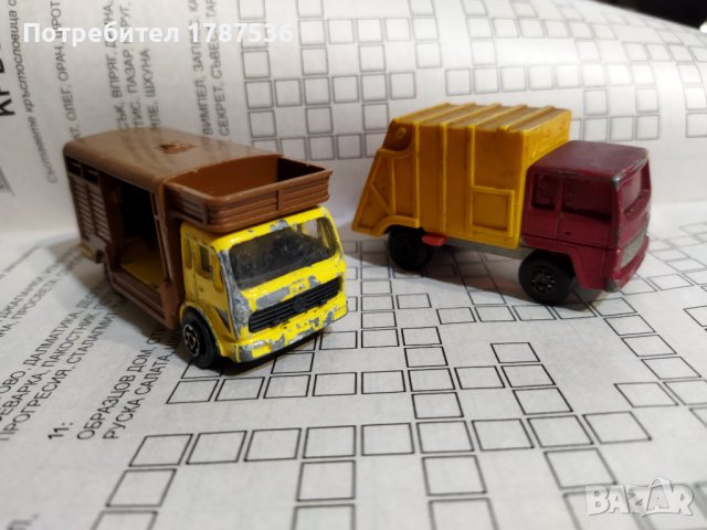 Две малки камиончета ,Мерцедес на majorette france 1/100 мащ. И мачбокс 1979г. На lesney england  - 