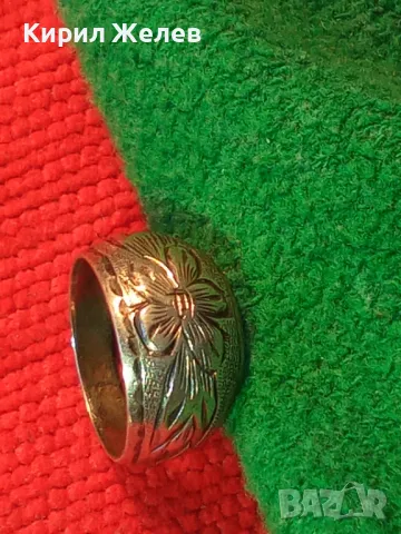 СТАРИНЕН РЪЧНО ФЛОРАЛНО ОРНАМЕНТИРАН СРЕБЪРЕН ПРЪСТЕН СРЕБРО ВИСОКА ПРОБА МАЙСТОРСКА РАБОТА 50114, снимка 12 - Антикварни и старинни предмети - 50136425