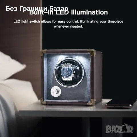 Нова Тиха Автоматична Кутия за Часовници с PU Кожа и LED Светлина, снимка 5 - Други - 47617639