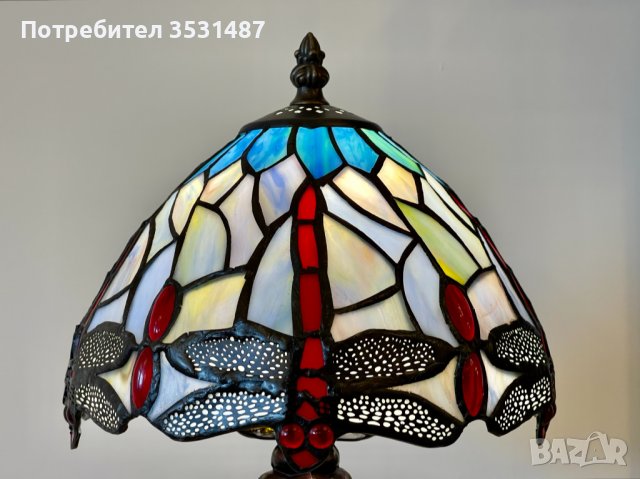 Настолна витражна лампа "Водно конче", снимка 2 - Настолни лампи - 39418647