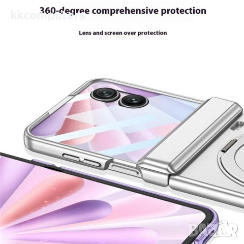 Калъф с протектор GKK за Honor Magic V Flip 2 – магнитна панта, стойка и MagSafe съвместимост, черен, снимка 11 - Калъфи, кейсове - 52165069