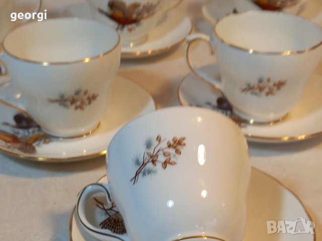 Шест двойни сета за чай английски фин костен порцелан , снимка 6 - Чаши - 40409406