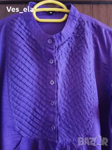 лилава дълга риза/ туника с къс ръкав размер М, снимка 3 - Ризи - 28983809