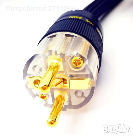 WAudio 10AWG аудиофилски захранващ кабел,стандартен за ЕС Hi-Fi захранващ кабел с предпазен щепсел , снимка 2 - Други - 51120461