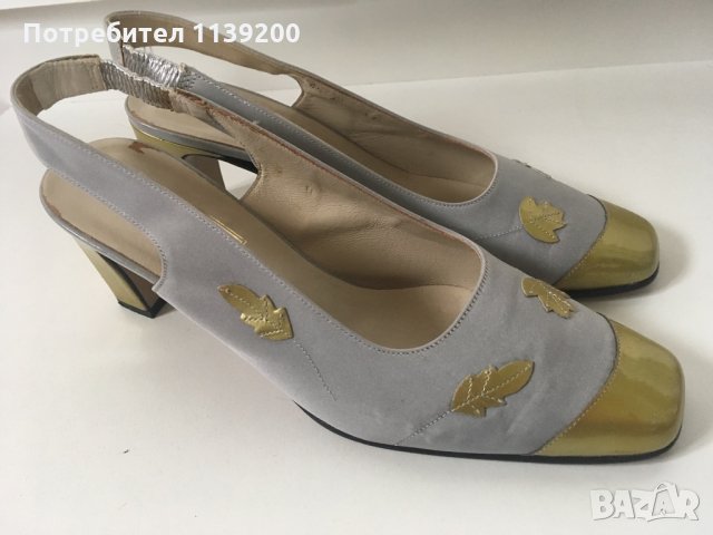 Heyraud Paris 41 луксозни официални френски обувки сребърно и златно , снимка 12 - Дамски елегантни обувки - 32962479