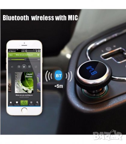 Блутут трансмитер с хендс-фри със сензорен дисплей и волтметър - 20082, снимка 4 - Аксесоари и консумативи - 26899230