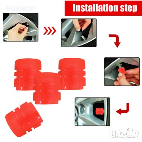 Светещи капачки за вентили на коли, мотори и колела - Red, снимка 4 - Аксесоари и консумативи - 40575176