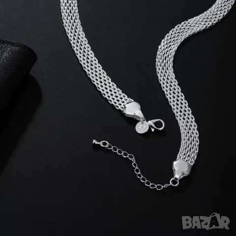 Сребърен синджир и гривна, снимка 6 - Бижутерийни комплекти - 48483139