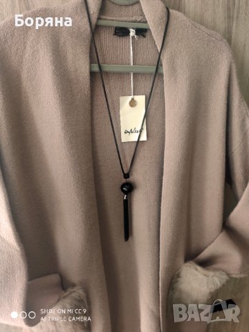 Нова бутикова жилетка камел с косъм от заек, снимка 3 - Жилетки - 43242542