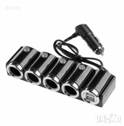Сплитер за запалка на автомобил  12V/24V, 4 изхода, 2 x USB, LED индикатор, снимка 2 - Аксесоари и консумативи - 43776516
