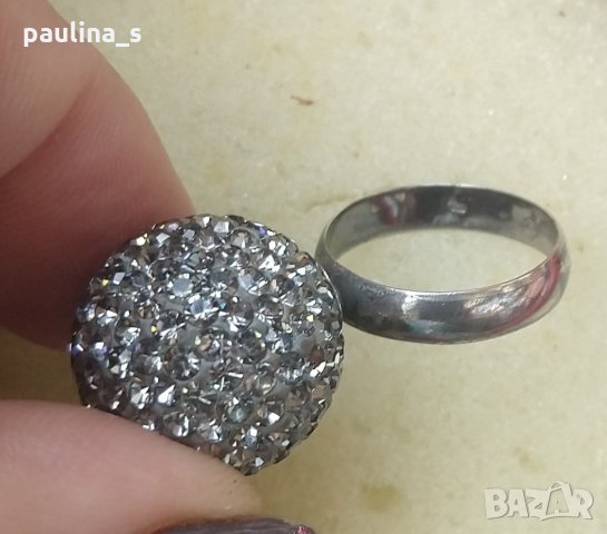 Три различни броя / Сребърен пръстен топка с кристали "Swarovski" / проба 925 и Житен клас , снимка 7 - Пръстени - 26286330