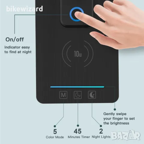 Настолна лампа, LED димируема с функция за зареждане, часовник нощна лампа 10 W  НОВА, снимка 5 - Настолни лампи - 50019489