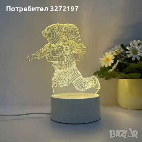 Холограмна 3D LED лампа - Астронавт, снимка 5 - Настолни лампи - 49504775