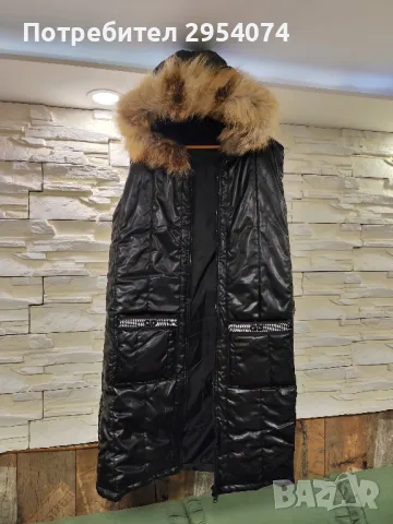 дълъг елек с яка от естествен косъм Л 49лв, снимка 1