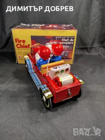 СТАРА РЕТРО СОЦ КИТАЙ ЛАМАРИНЕНА ИГРАЧКА ПОЖАРНА КОЛА, снимка 4 - Антикварни и старинни предмети - 49063120