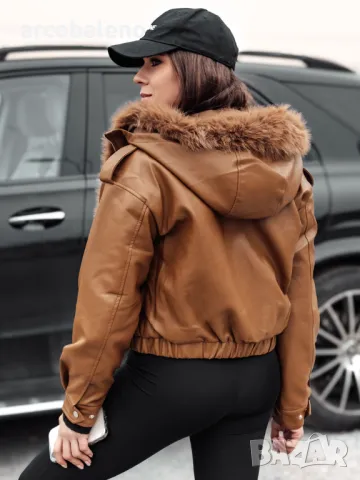 Дамско кожено яке с косъм SOFTREBEL, 2цвята , снимка 9 - Якета - 48555966