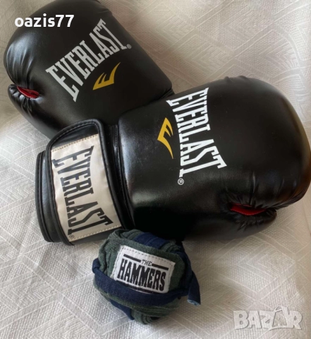 Боксови ръкавици EVERLAST, размер 28, 45лв, с подарък ленти the HAMMERS, снимка 2 - Бокс - 52728274