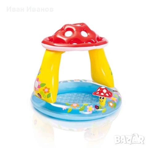 Надуваем басейн със сенник Гъбка - 1.02м х 89см - Intex, снимка 2 - Басейни и аксесоари - 53438263