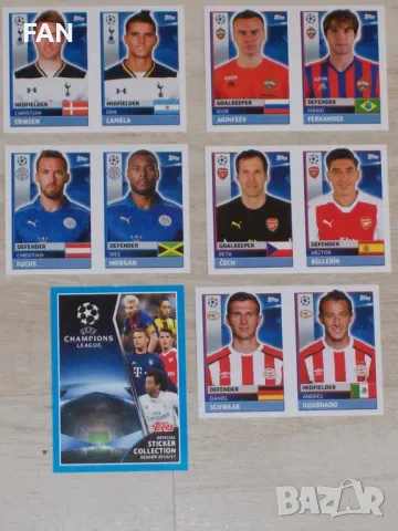 Футболни стикери Toops Шампионска лига сезон 2016/17 Арсенал, Тотнъм, ПСВ Айндховен, Спартак Москва