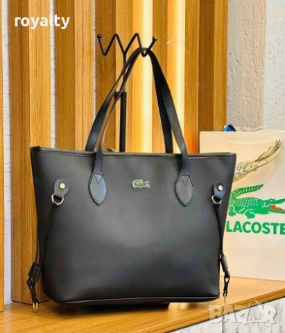 Lacoste Дамска Черна Кожена Чанта 