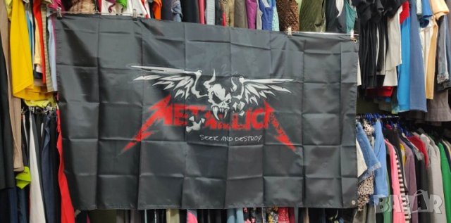 SEEK and DESTROY Metallica Flag- интериорен транспарант, снимка 3 - Стелажи и щандове - 40733200