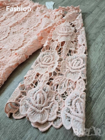 Нова дамска розова блуза / риза с красива дантела, снимка 3 - Блузи с дълъг ръкав и пуловери - 53439131