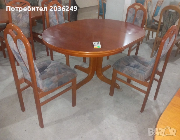 Комплект масивна разтегателна маса с 4 стола