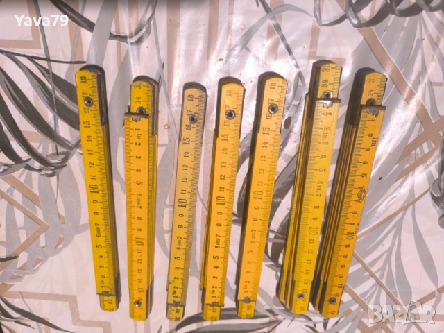 Стар дърводелски метър 7 броя 