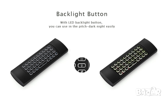 Smart дистанционно с подсветка AIR МИШКА и QWERTY клавиатура MX-3 –  компютър и TV Box