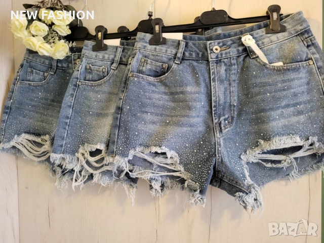 Разпродажба ✨ Дънкови Панталонки с Камъни ✨