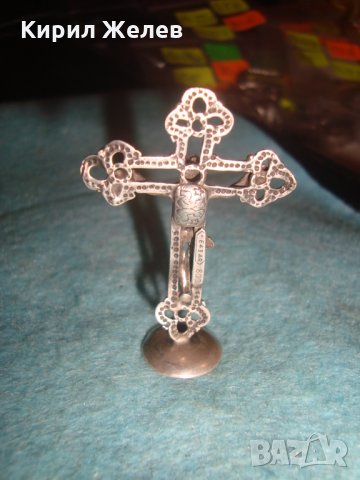 СТАРО НАСТОЛНО СРЕБЪРНО РАЗПЯТИЕ СРЕБРО 800 СРЕБЪРЕН КРЪСТ СТАТУЕТКА МАЙСТОРСКА РЯДКАИЗРАБОТКА 25111, снимка 7 - Антикварни и старинни предмети - 34853084