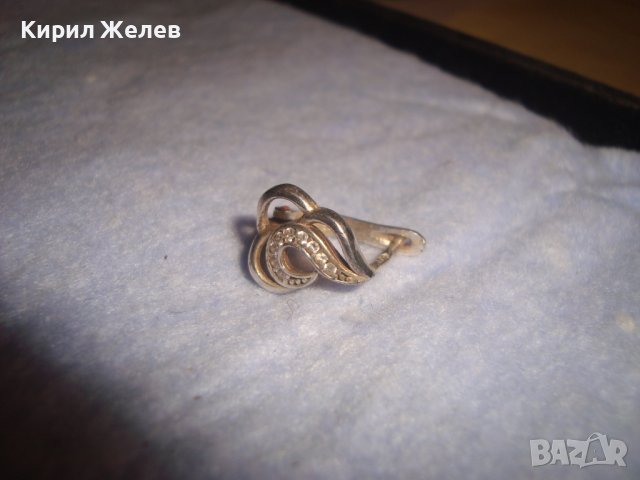 СТАРА АНГЛИЙСКА СРЕБЪРНА АЖУРНА АРТ ОБЕЦА СРЕБРО 925 с ЦИРКОНИ 28732, снимка 4 - Обеци - 37277559