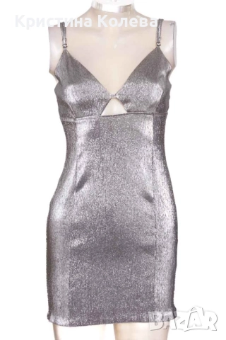 Дамска рокля в блестящо сребристо H&M , снимка 3 - Рокли - 52857663