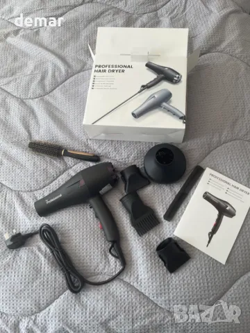 Професионален сешоар с йонна струя, дифузер и концентратор, 2 скорости и 3 степени на топлина -черен, снимка 3 - Сешоари - 50257176