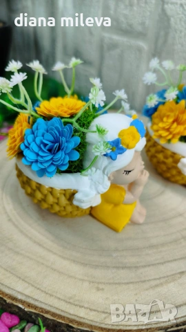Ангелчета в жълто и синьо!!, снимка 11 - Декорация за дома - 53048975
