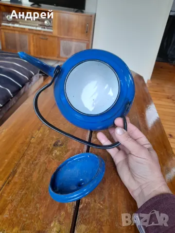 Стар емайлиран чайник #77, снимка 5 - Други ценни предмети - 49678504