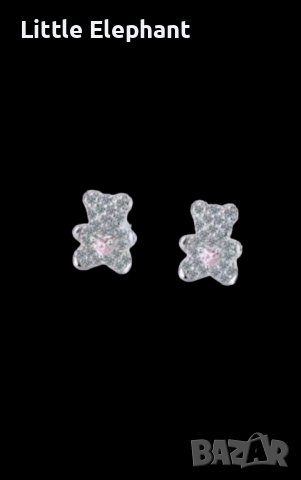 Сребърни мечета с кристали,колекция"Teddy Bear"white and pink/нови