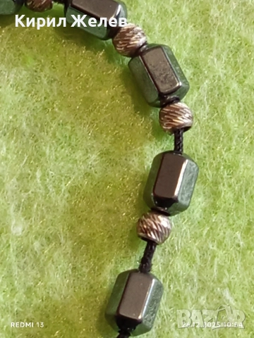 Унисекс гривна от магнитен хематит и сребро Арт бижу 32863, снимка 2 - Гривни - 52902604