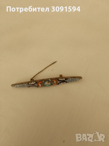 Автентична старинна брошка, която е ръчно изработена от цветно Венецианско стъкло - Венецианска моза, снимка 7 - Антикварни и старинни предмети - 51769548