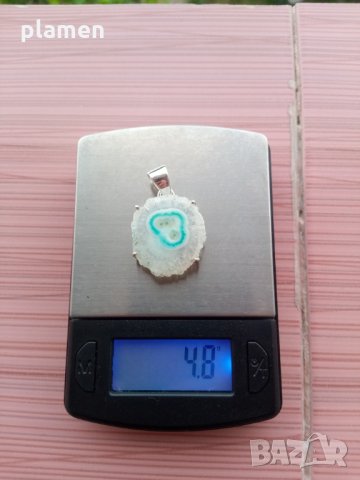 Сребърна висулка със син ахат, снимка 1 - Колиета, медальони, синджири - 33195070