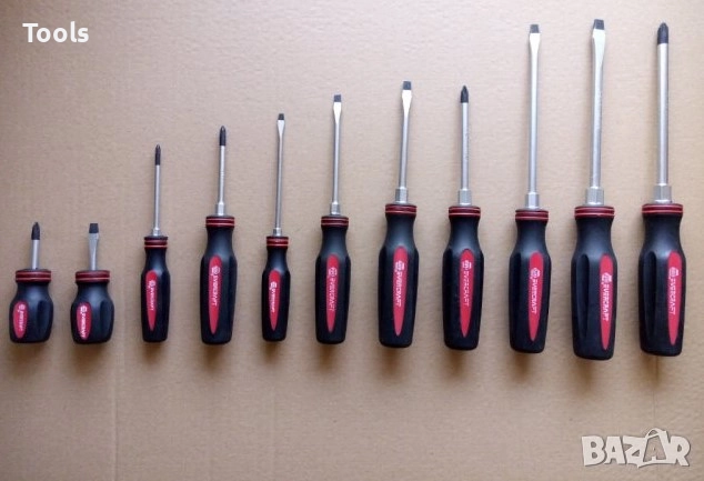 napa evercraft 11 броя плоски кръстати отвертки комплект, снимка 2 - Отвертки - 52886903