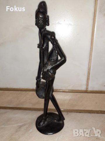 Уникална стара африканска бронзова статуетка фигура пластика, снимка 3 - Антикварни и старинни предмети - 43152805