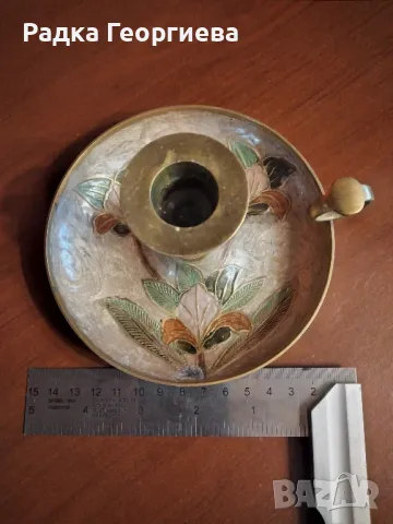 Винтидж месингов свещник, снимка 4 - Антикварни и старинни предмети - 50439481